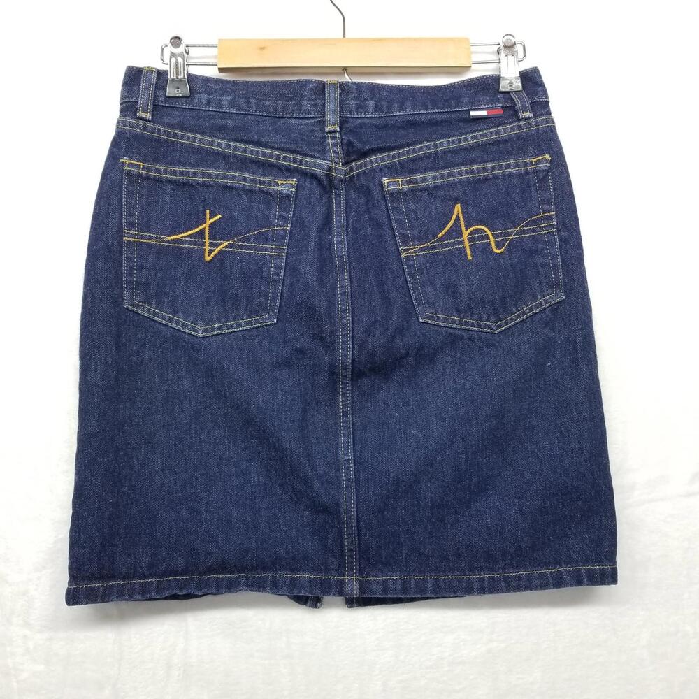 Tommy Hilfiger Y2K Vintage Jean‎ Mini Skirt 7 Dark Wash 100% Cotton Denim - Picture 2 of 10